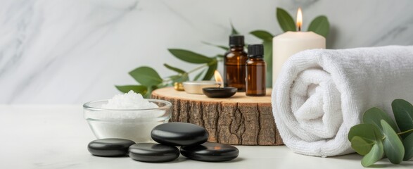 Serene spa relaxation with essential oils and hot stones