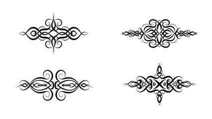 Elegant ornamental design elements for decorative graphic projects on white backdrop