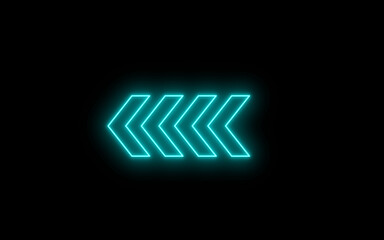 Neon arrow icon on black background. left Arrow icon sign symbol background. Indicator symbol. arrow icon on black background. Road sign. Stairs symbol.