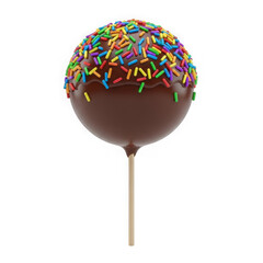 Chocolate cake pop isolated on transparent background