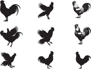Rooster Silhouettes