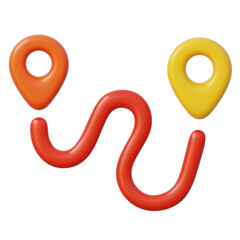 3d navigation route with location pins for journey planning and wayfinding assistance