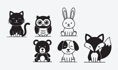 Cat Owl Rabbit Bear Dog Fox Silhouette Icons