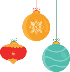 Colorful Hanging Christmas Ornaments Collection &ndash; Festive Holiday Baubles Illustration