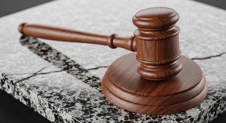 Wooden Gavel on Marble: Justice, Law, and Legal Symbolism.