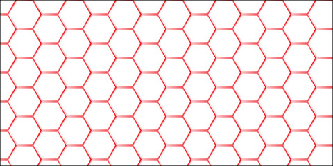 Naklejka premium Seamless red hexagonal honeycomb pattern with geometric 3D structure and metallic texture design ideal for technology vector wallpaper backdrop
