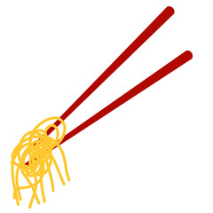 Red Chopstick with Noodle