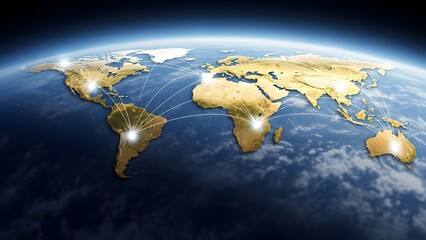 Detailed view of earth from space showing continents and cloud formations