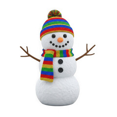 A cheerful snowman isolated on transparent background