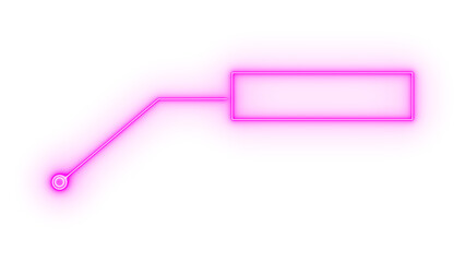 Vibrant fuchsia abstract path illustration with white linear connection to a rectangular destination point, modern digital graphic concept representing journey, isolated on transparent background.