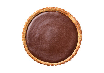 Chocolate pie top view full length. isolated on transparent or white background