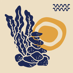 sea theme illustrations layout template shilouette illustrations in bundle