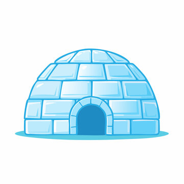 Minimalist igloo vector graphic, clean line art illustration depicting a traditional snow dwelling structure