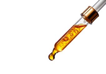 Cosmetic pipette with drops of cosmetic oil isolated on transparent or white background