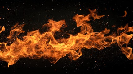 Fiery flames spreading against a black background