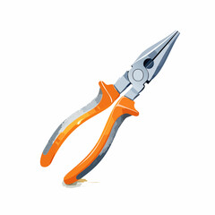 Illustration of Pliers with Orange Handles Isolated on White Background, Tool Clip Art