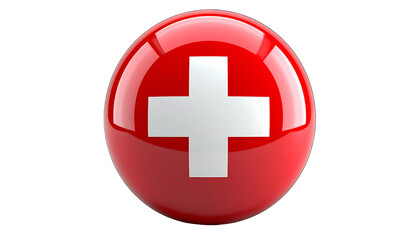 Obraz premium Glossy red orb with white cross emblem