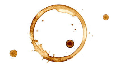 Brown coffee ring stain on black bg