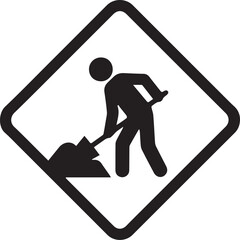 road construction warning sign with man walking symbol