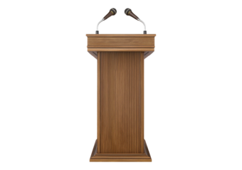 lectern with microphone isolated on transparent or white background