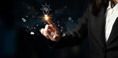 AI innovation with neural network and digital transformation. AI innovation drives automation, powers ideas, AI innovation enhances SEO, and AI innovation enables global connection. Latch