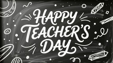 Chalkboard greeting celebrating teachers appreciation in classroom style