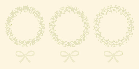 Floral wreaths with ribbons a delicate and decorative botanical illustration