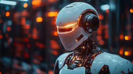 Futuristic Android in a Neon Cityscape - A Glimpse into Tomorrow.