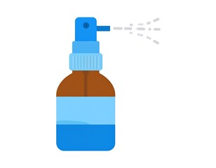 Flat illustration of a spray bottle emitting fine mist against a white background