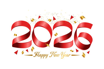 2026 happy new year red texture illustration on white background © wfloresarts