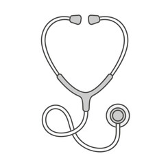 Outline of a stethoscope, a vital tool for listening to internal body sounds such as the heart and lungs. Basic physical examination.
