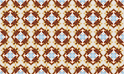 Colourful Islamic tile Arabic pattern in traditional floral style for cloth textile or wall.