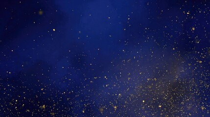 Obraz premium A mesmerizing blue background filled with shimmering golden particles, creating a magical and enchanting atmosphere reminiscent of stardust.