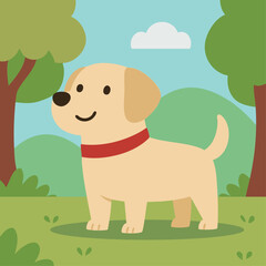 Peaceful Labrador Retriever Resting in a Grass Field