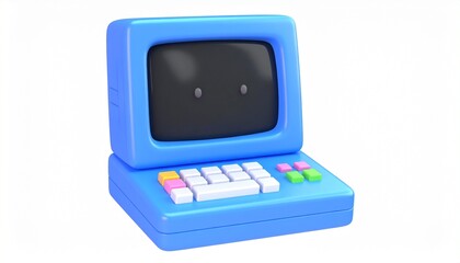 Digital technology finance business retail equipment in retro calculator 3d icon