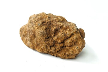 Rough Textured Brown Rock Mineral Isolated on White Background