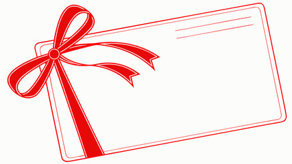 Blank Gift Card with Red Ribbon Bow Present Voucher with vector illustration