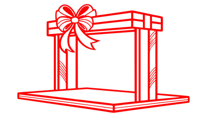 Festive Red Gift Box Frame Empty Space with vector illustration