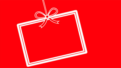 Blank Gift Tag Frame with Red Ribbon Bow Banner with vector illustration
