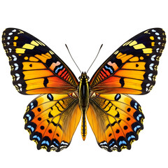 Vibrant monarch butterfly wings spread isolated on transparent background