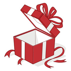Empty Red Open Gift Box Unwrapped Surprise Present with vector illustration