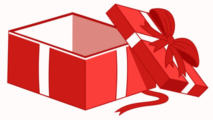 Festive Red Open Gift Box with Ribbon Bow with vector illustration