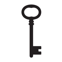 Retro vector silhouette: a beautiful, classic key design with detailed filigree. This image symbolizes access, a secure solution, and a gateway to opportunities.
