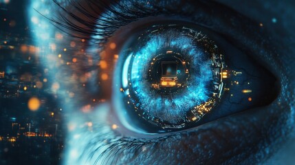 Futuristic Eye with Digital Overlay - A Glimpse into Technological Vision.