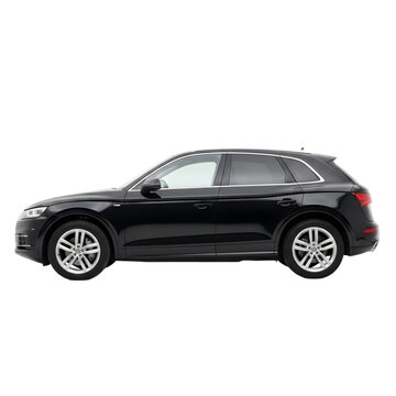 Sleek black audi q5 sportback side view isolated on transparent background