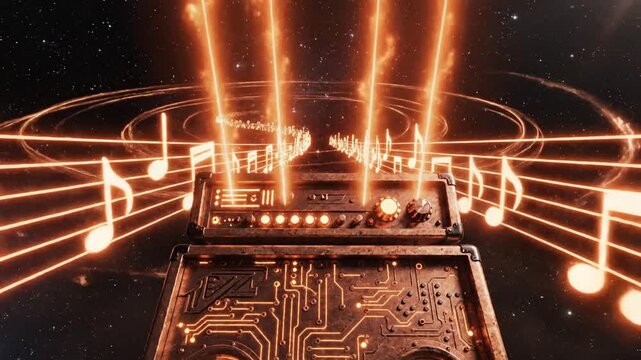 Futuristic amplifier radiates musical cosmos