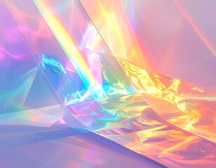 Abstract geometric composition, iridescent light refraction