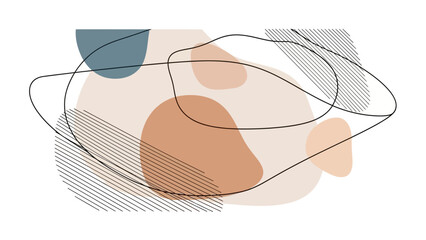 Abstract composition with organic shapes, muted colors, and delicate lines creating a modern artistic design.