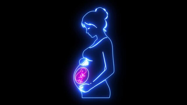 mother pregnant with baby animated neon icon baby pregnant with baby 4k