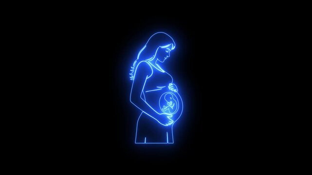 mother pregnant with baby animated neon icon baby pregnant with baby 4k